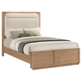 Leanne Off White/Light Oak Queen LED Panel Bed - Ornate Home