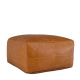 Leather Chestnut Pouf - Ornate Home