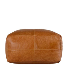 Leather Chestnut Pouf - Ornate Home