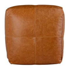 Leather Chestnut Pouf - Ornate Home