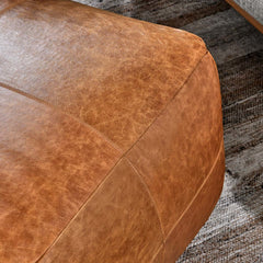 Leather Chestnut Pouf - Ornate Home