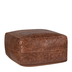 Leather Kona Brown Pouf - Ornate Home