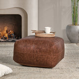 Leather Kona Brown Pouf - Ornate Home