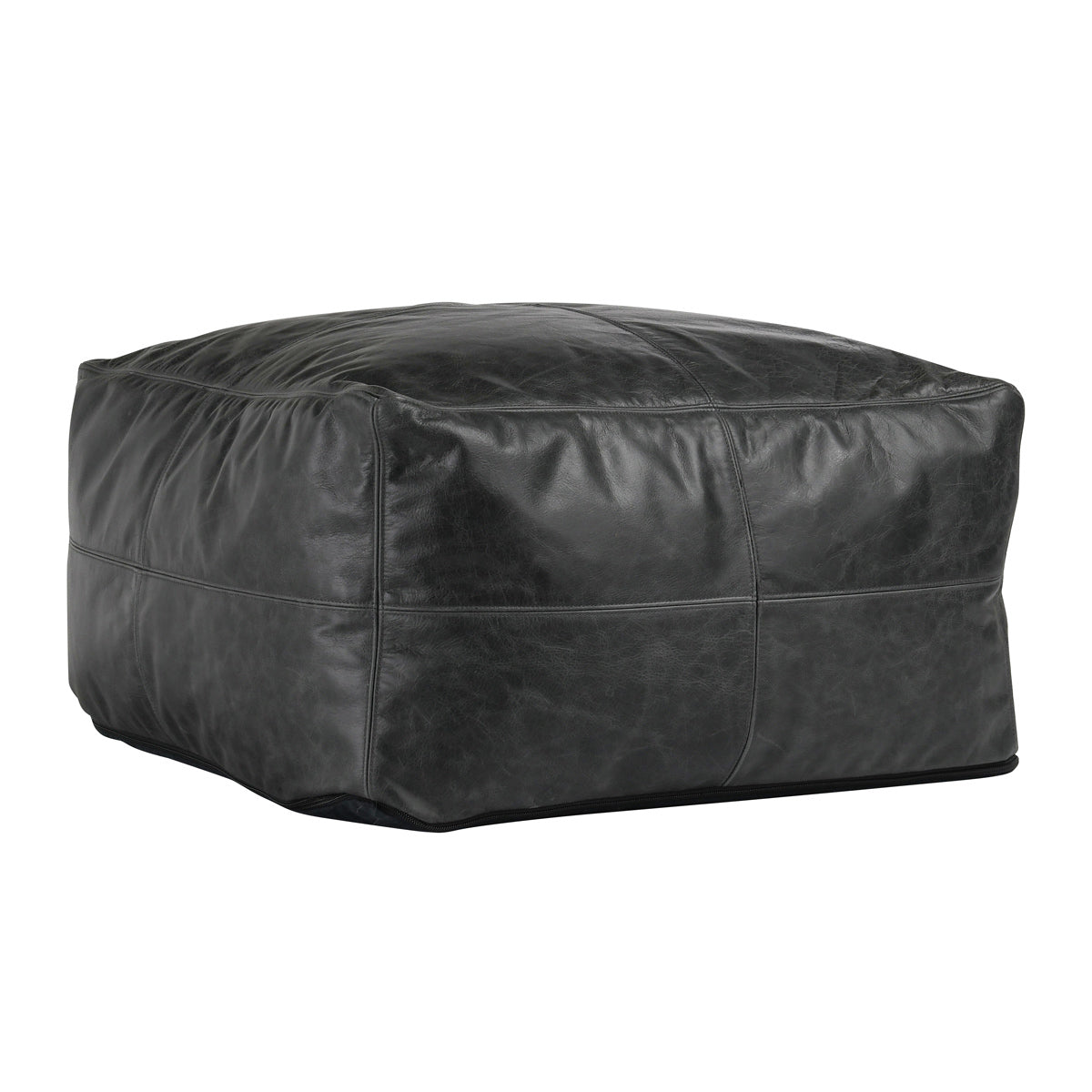 Leather Onyx Pouf - Ornate Home