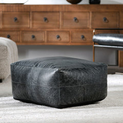 Leather Onyx Pouf - Ornate Home
