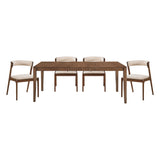 Leawood Walnut/Beige 5-Piece Dining Table Set - Ornate Home