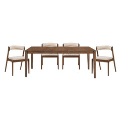 Leawood Walnut/Beige 5-Piece Dining Table Set - Ornate Home