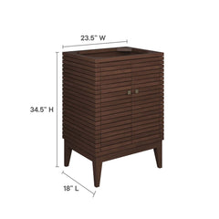 Ledger Walnut 24" Wood Bathroom Vanity Cabinet (Sink Basin Not Included) - Ornate Home