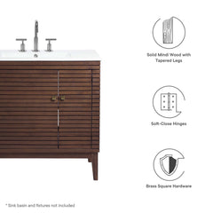 Ledger Walnut 36" Wood Bathroom Vanity Cabinet (Sink Basin Not Included) - Ornate Home