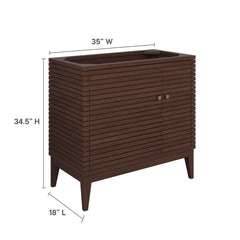 Ledger Walnut 36" Wood Bathroom Vanity Cabinet (Sink Basin Not Included) - Ornate Home
