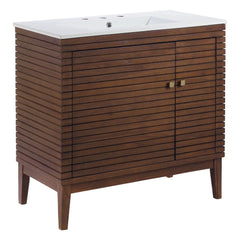 Ledger Walnut/White 36" Bathroom Vanity - Ornate Home
