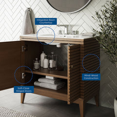 Ledger Walnut/White 36" Bathroom Vanity - Ornate Home