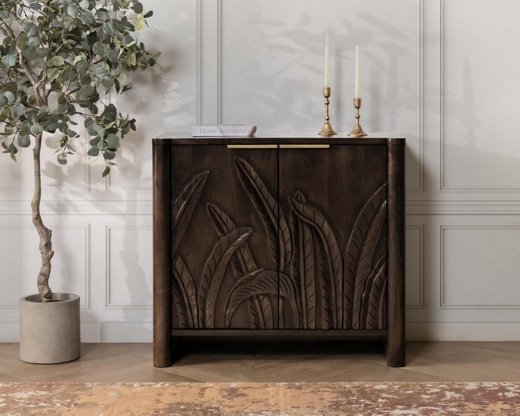 Ledro Dark Brown 2 Door Cabinet - Ornate Home