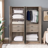 Lee 2-Piece Module Wardrobe 1.0 & 2.0 Closet in Rustic Grey - Ornate Home
