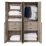 Lee 2-Piece Module Wardrobe 1.0 & 2.0 Closet in Rustic Grey - Ornate Home