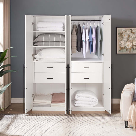 Lee 2-Piece Module Wardrobe 1.0 & 2.0 Closet in White - Ornate Home