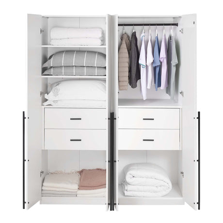 Lee 2-Piece Module Wardrobe 1.0 & 2.0 Closet in White - Ornate Home
