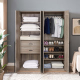 Lee 2-Piece Module Wardrobe 1.0 & 3.0 Closet in Rustic Grey - Ornate Home