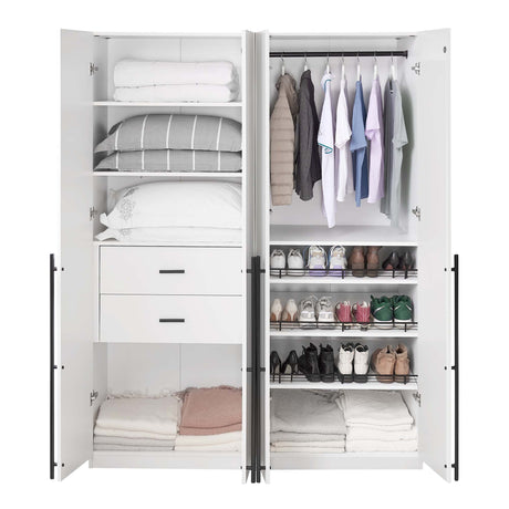 Lee 2-Piece Module Wardrobe 1.0 & 3.0 Closet in White - Ornate Home