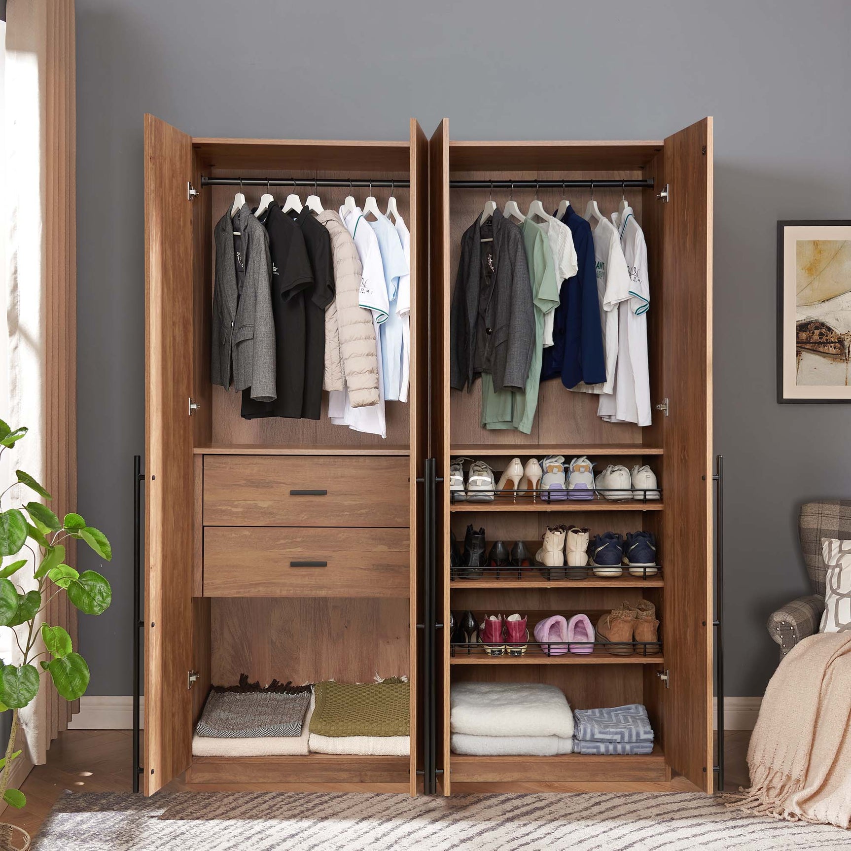 Lee 2-Piece Module Wardrobe 2.0 & 3.0 Closet in Golden Brown - Ornate Home