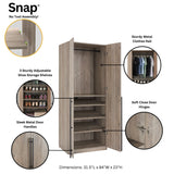 Lee 2-Piece Module Wardrobe 2.0 & 3.0 Closet in Rustic Grey - Ornate Home