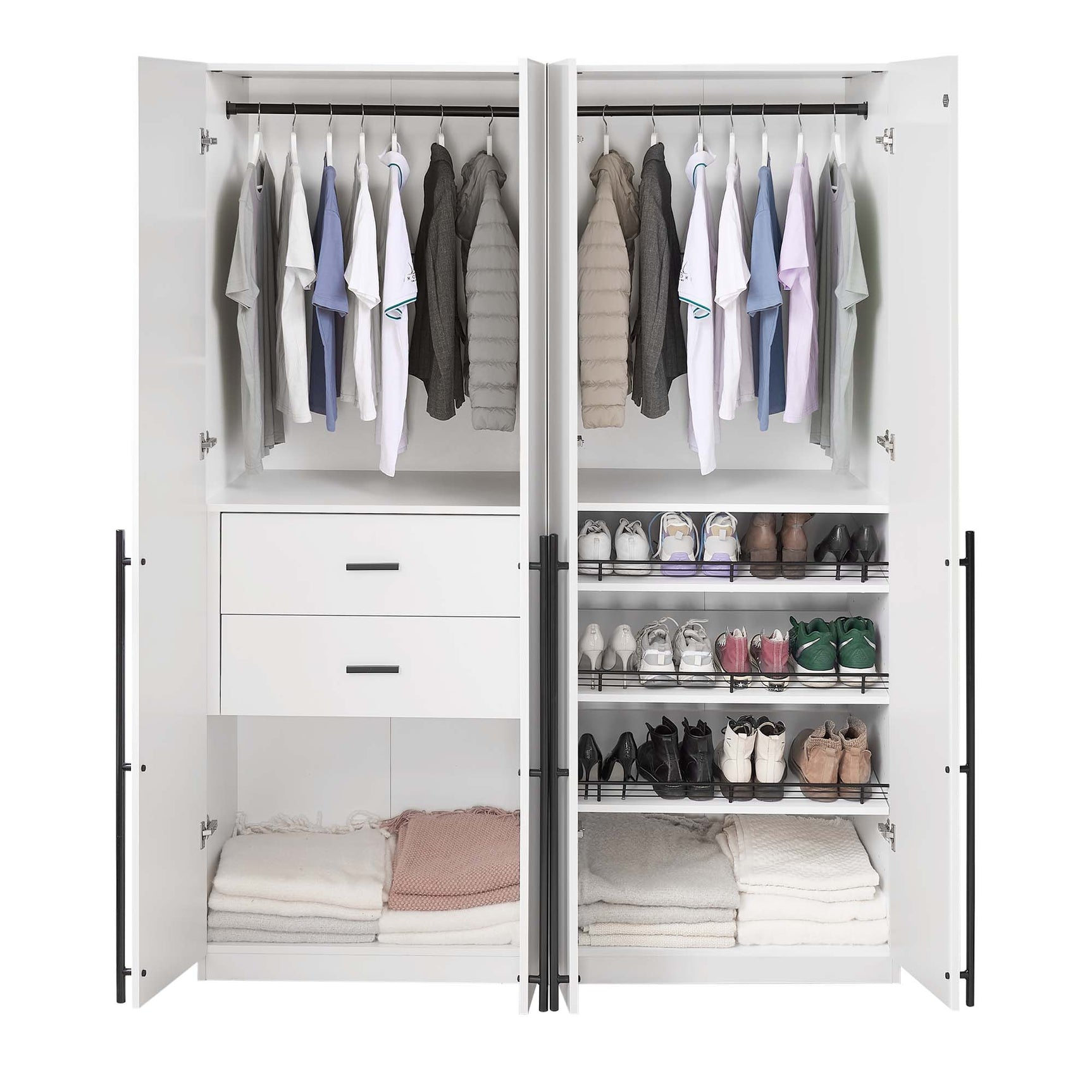 Lee 2-Piece Module Wardrobe 2.0 & 3.0 Closet in White - Ornate Home