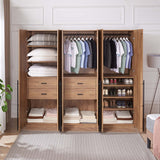 Lee 3-Piece Module Wardrobe Closet in Golden Brown - Ornate Home