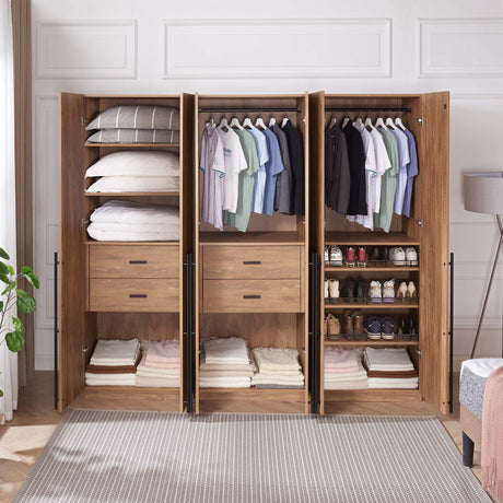 Lee 3-Piece Module Wardrobe Closet in Golden Brown - Ornate Home