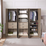 Lee 3-Piece Module Wardrobe Closet in Rustic Grey - Ornate Home