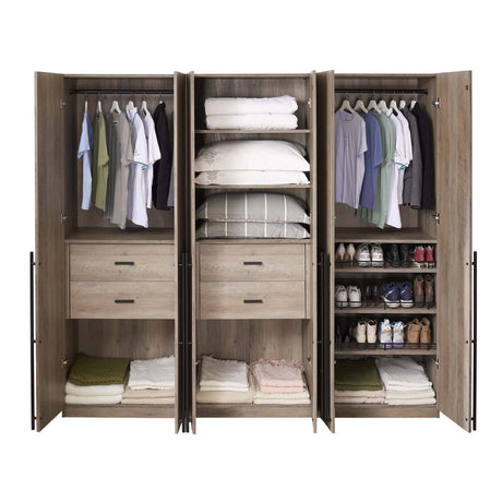 Lee 3-Piece Module Wardrobe Closet in Rustic Grey - Ornate Home
