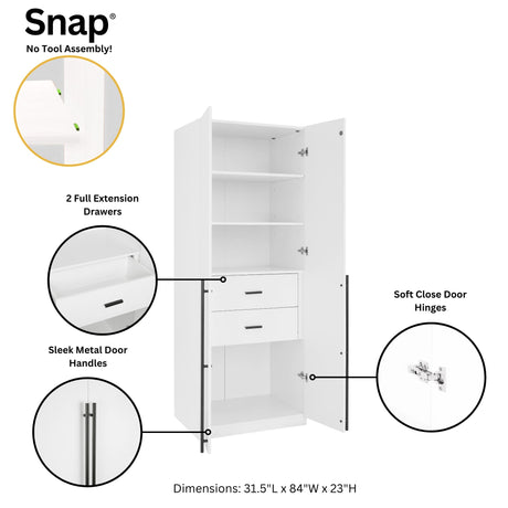 Lee 3-Piece Module Wardrobe Closet in White - Ornate Home