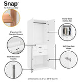 Lee 3-Piece Module Wardrobe Closet in White - Ornate Home