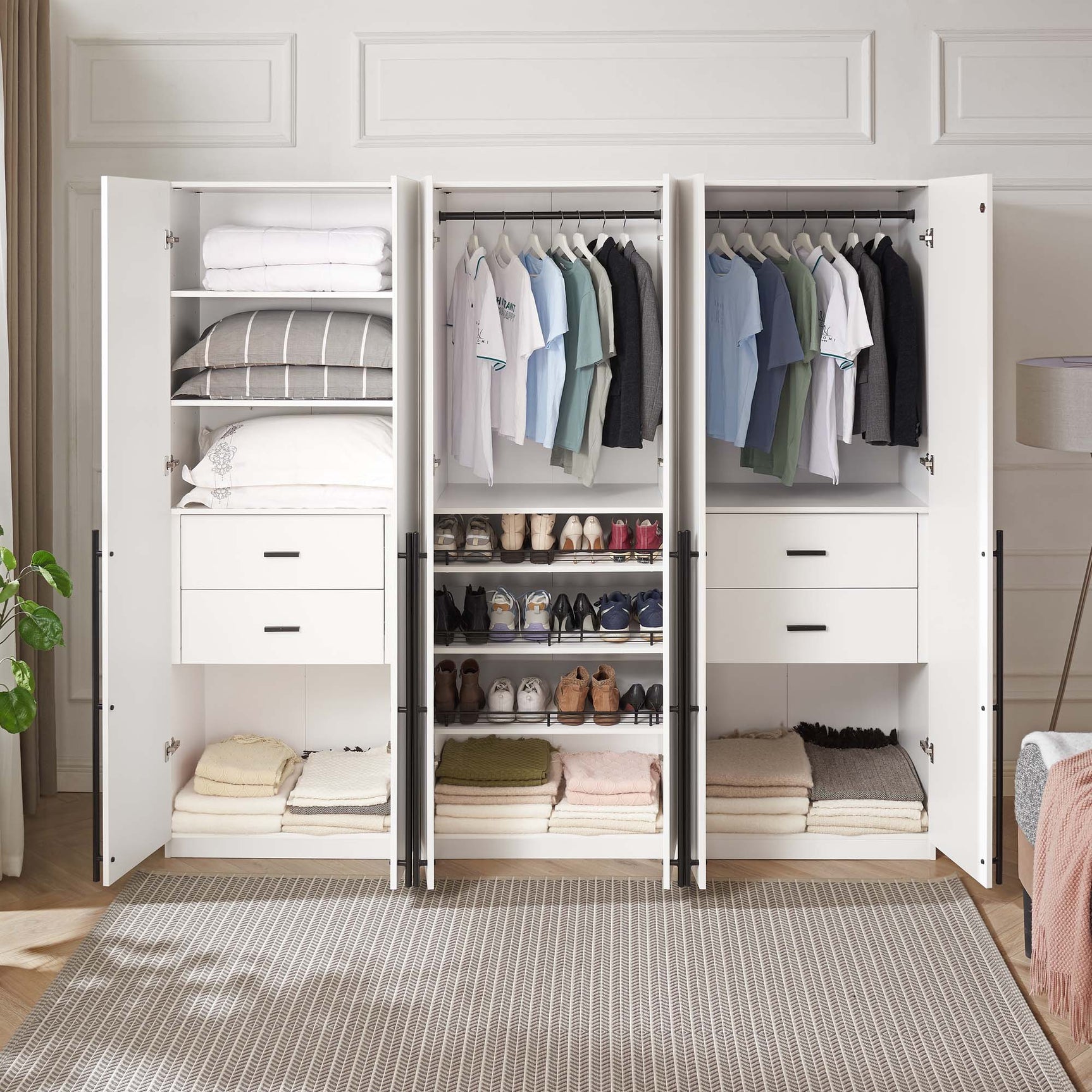 Lee 3-Piece Module Wardrobe Closet in White - Ornate Home