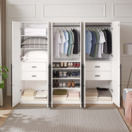 Lee 3-Piece Module Wardrobe Closet in White - Ornate Home