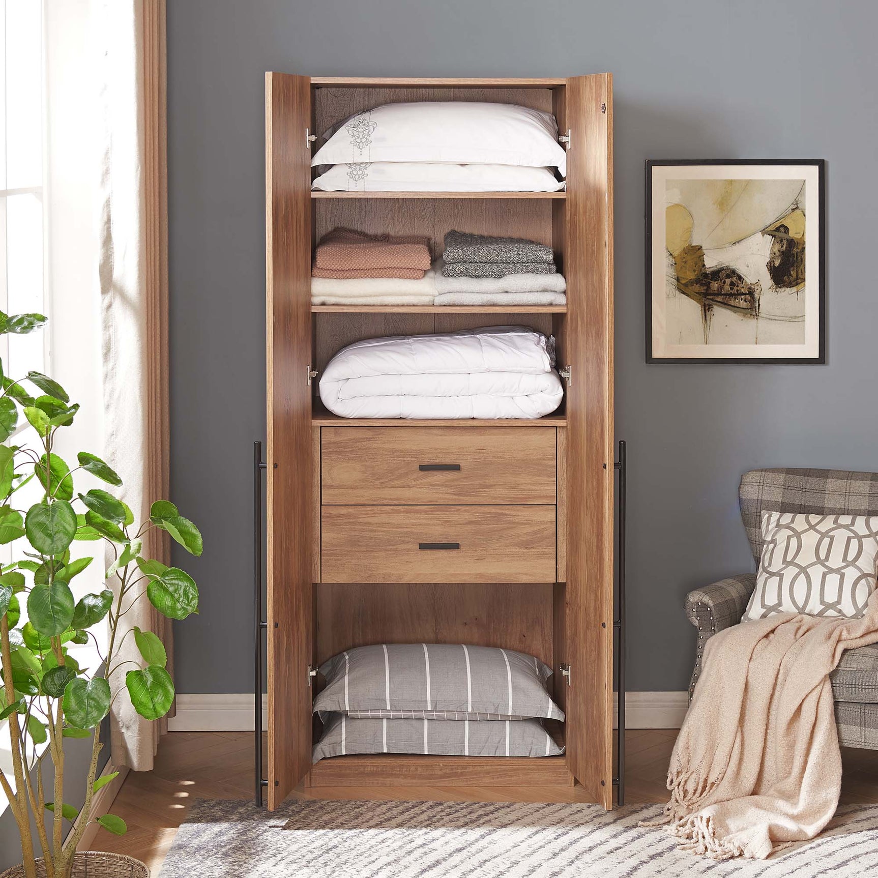 Lee Wardrobe Closet 1.0 in Golden Brown - Ornate Home