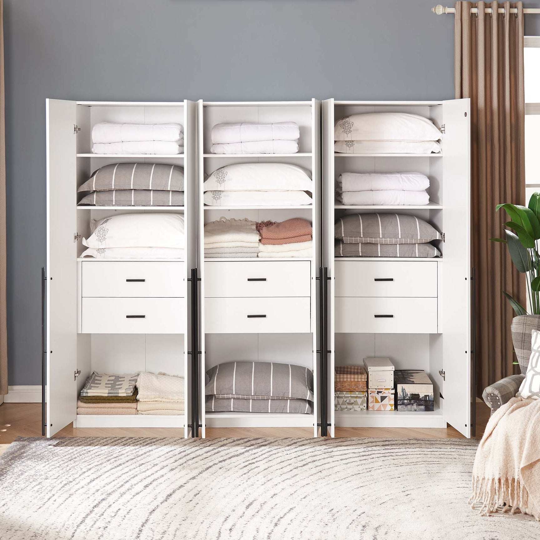 Lee Wardrobe Closet 1.0 in White (set of 3) - Ornate Home