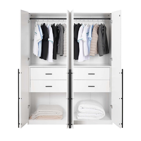 Lee Wardrobe Closet 2.0 in White (set of 2) - Ornate Home