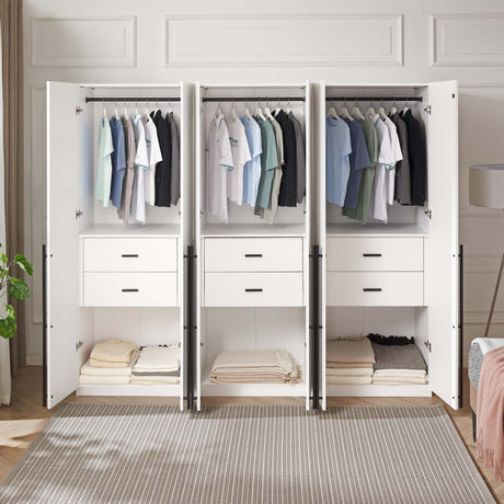 Lee Wardrobe Closet 2.0 in White (set of 3) - Ornate Home