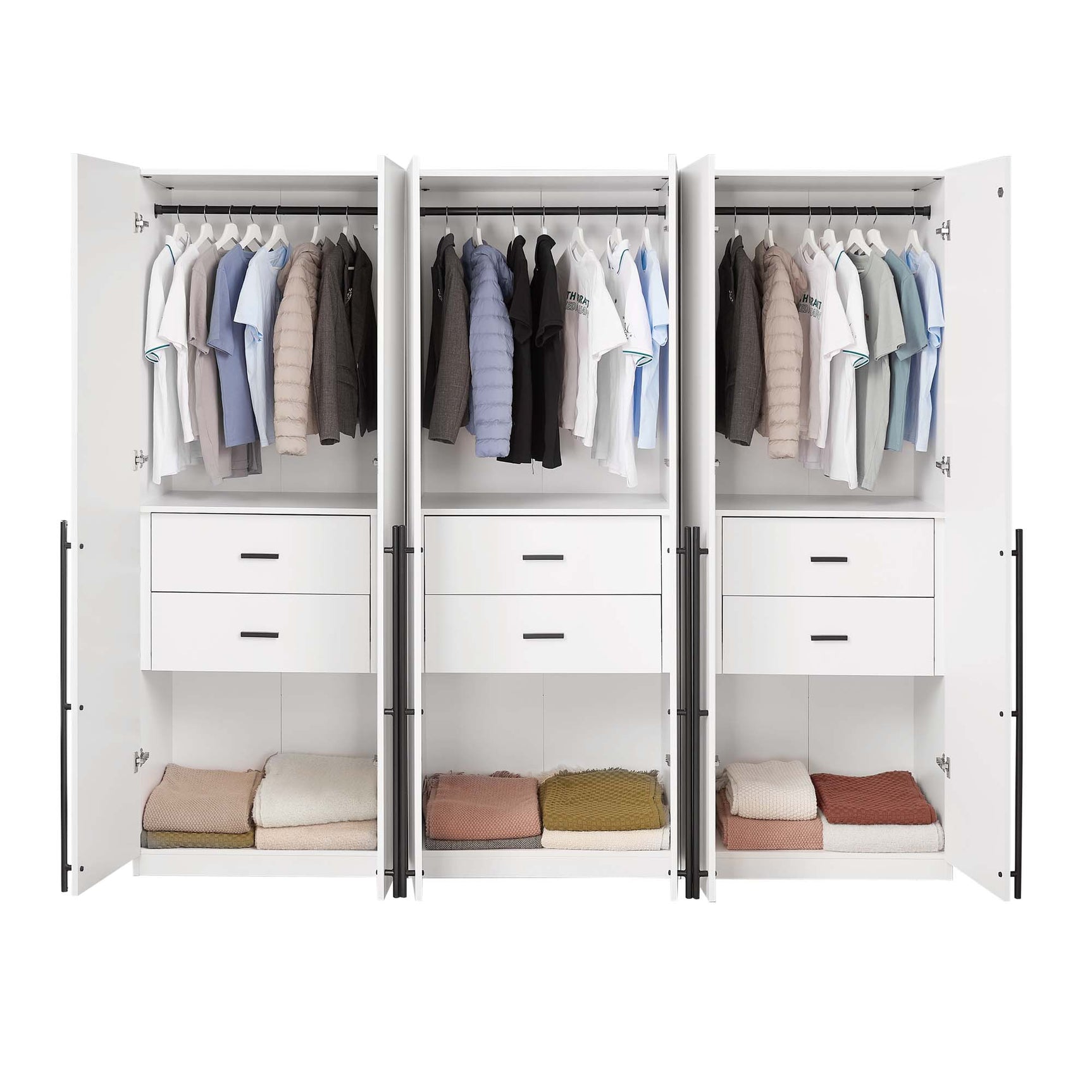 Lee Wardrobe Closet 2.0 in White (set of 3) - Ornate Home