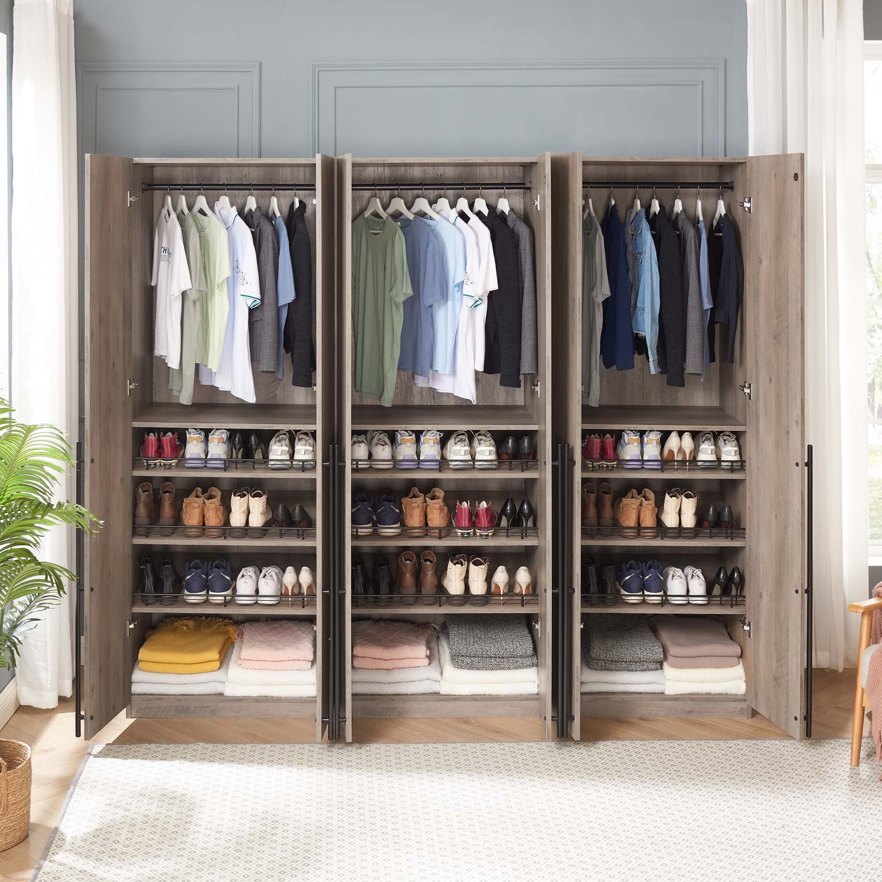 Lee Wardrobe Closet 3.0 in Rustic Grey (set of 3) - Ornate Home