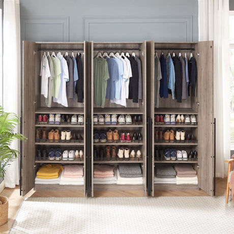 Lee Wardrobe Closet 3.0 in Rustic Grey (set of 3) - Ornate Home