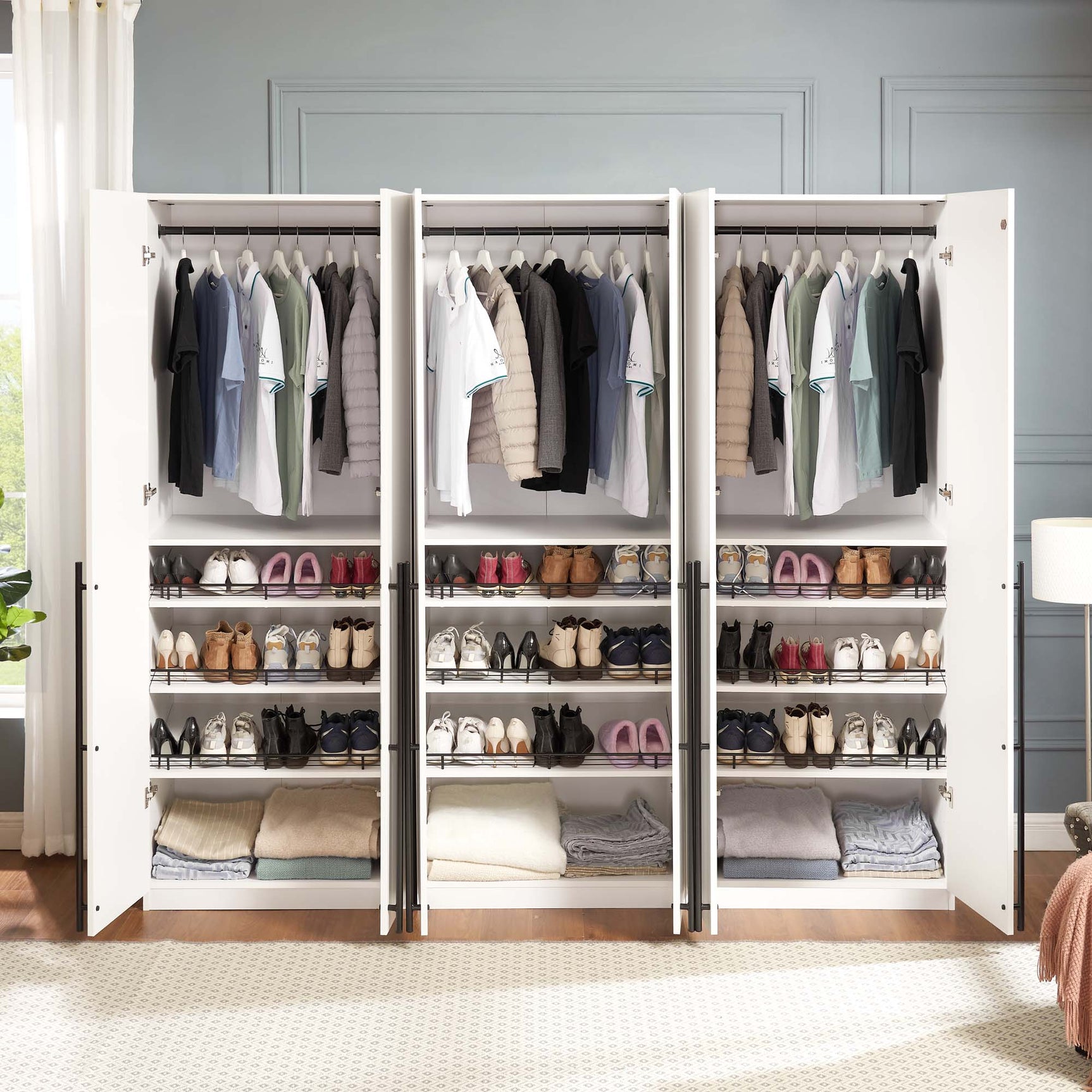 Lee Wardrobe Closet 3.0 in White (set of 3) - Ornate Home