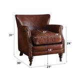 Leeds Vintage Dark Brown Top Grain Leather Accent Chair - Ornate Home