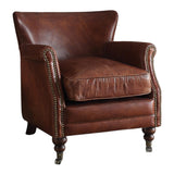 Leeds Vintage Dark Brown Top Grain Leather Accent Chair - Ornate Home