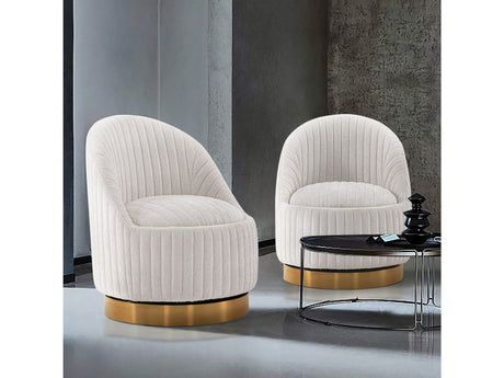 Leela Swivel Accent Chair in Cream (set of 2) - Ornate Home