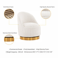 Leela Swivel Accent Chair in Cream (set of 2) - Ornate Home