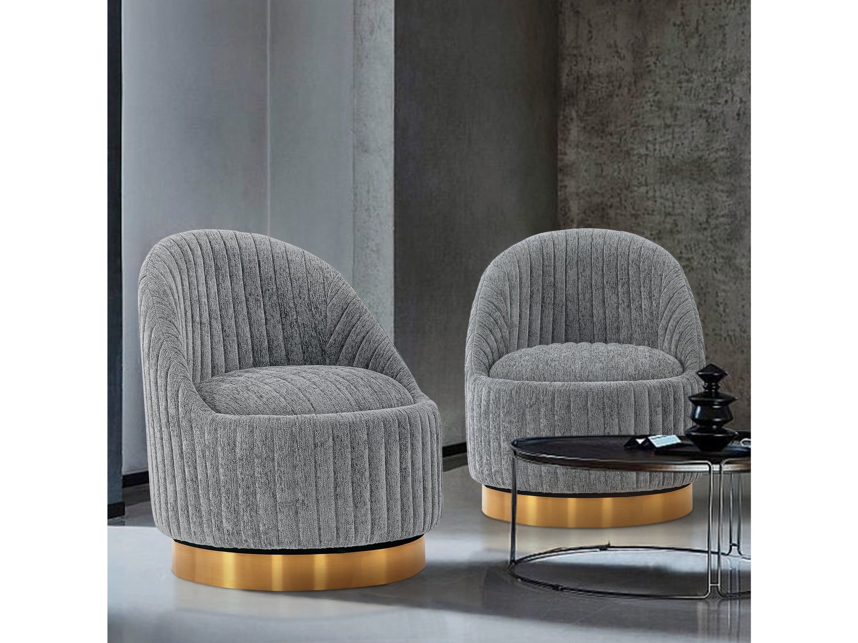 Leela Swivel Accent Chair in Grey (set of 2) - Ornate Home