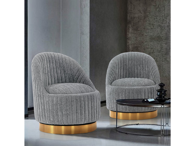 Leela Swivel Accent Chair in Grey (set of 2) - Ornate Home