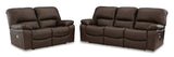 Leesworth Dark Brown Power Reclining Living Room Set / 2pc - Ornate Home