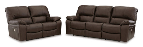Leesworth Dark Brown Power Reclining Living Room Set / 2pc - Ornate Home